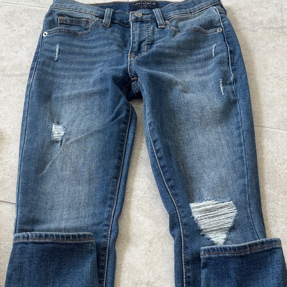Lucky Brand Blue Skinny Jeans with Distressed Details